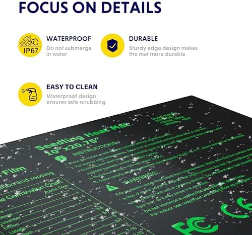 iPower 10" x 20.75" Waterproof Durable Seedling Heat Mat with Controller Warm Hydroponic Plant for Indoor Gardening Germination Starting - Image 4