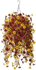 Fake Mums Fall Artificial Hanging Flowers Basket for Outdoor Decoration by HomeD%C3%A9cor