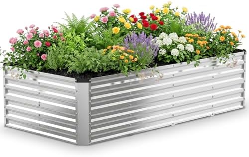NEWBULIG Galvanized Raised Garden Bed Outdoor, 8x4x2ft Planter Box by NEWBULIG