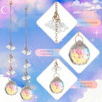 6 Pcs Plant Propagation Station Colorful Crystal Suncatcher, Handmade Boho Rooting Vase, Hanging Window Plant Propagator Stations Suncatcher with Chain Pendant Ornament Balls (Flower) - Image 4
