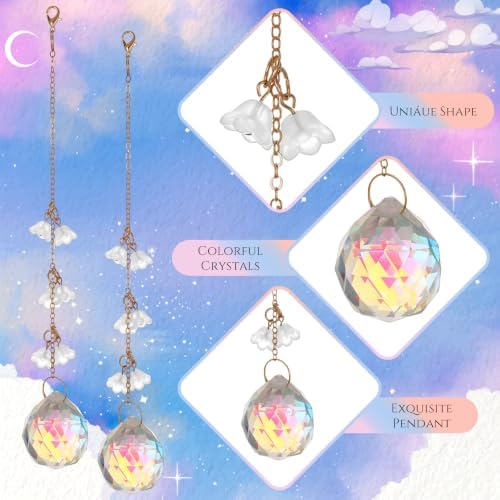 6 Pcs Plant Propagation Station Colorful Crystal Suncatcher, Handmade Boho Rooting Vase, Hanging Window Plant Propagator Stations Suncatcher with Chain Pendant Ornament Balls (Flower) - Image 4
