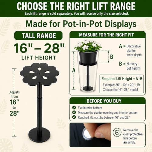 Adjustable Plant Risers for Inside Pots, 16-28 Inch Lift Height - Image 2