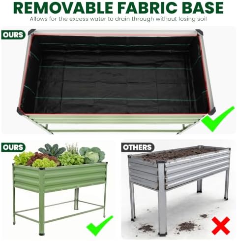1MORE Raised Garden Bed with Leg,48×24×32in Elevated Planter Bed Green,2-Pk - Image 4