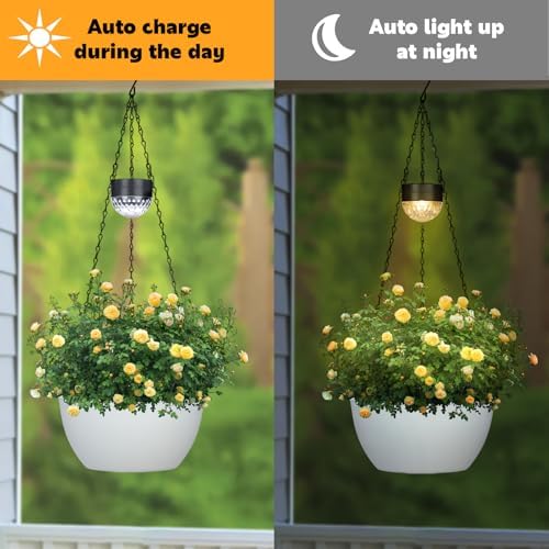 SUNNYPARK 2 Pack Solar Hanging Planters for Plants Outdoor - Image 5