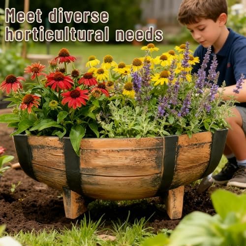 6 Set Whiskey Barrel Planter,16.14x11.8x7.28 Inch - Image 5