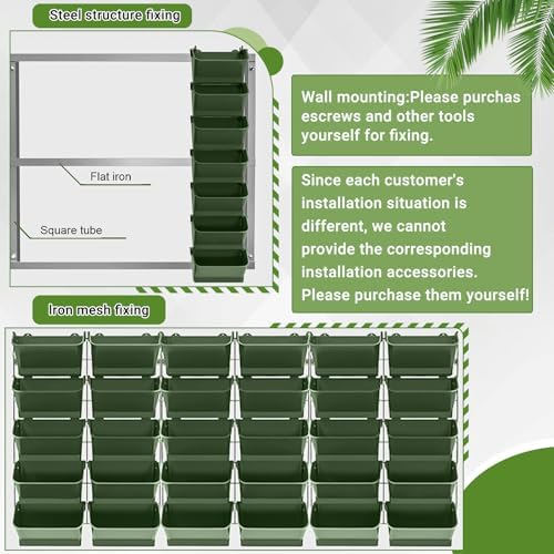 Briwooody 30 Set 60 Pocket Vertical Wall Planters, Military Green - Image 5