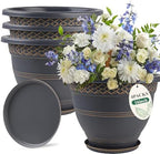 Usocik 16 Inch Outdoor Planters, 4 Pack, Gold Plaid by Usocik