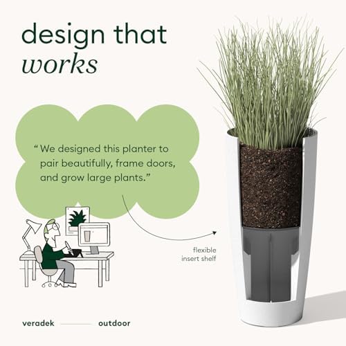 Veradek Mason Series Vega Planter - Tall Round Outdoor Planter with Shelf - Image 5