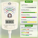 Soil Test Kit, 7-in-1 Soil Moisture Meter, Dual Screen Soil Tester, Moisture/pH/Temperature/Sunlight/Air Humidity/Fertility, Perfect for Farming, Gardening, Lawns, Outdoor-Lvory White - Image 4