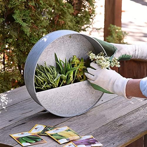 Vandue Modern Home Round Living Wall Mounted Galvanized Steel/Zinc Succulent/Herb Planter - Indoor/Outdoor Living Art Potting Vessel (Aged Zinc, Set of 3) - Image 3