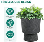 Autodaya 16.8" Urn-Style Planters Set of 2, Black Terrazzo Pedestal - Image 4