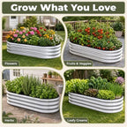 4x2x1 FT Oval Metal Raised Garden Bed, Open Bottom Design Elevated Garden Planter Box Outdoor, Trough Planter for Outdoor Plants, Flower, Vegetables, Fruit, Herbs (Silver, 1PC) - Image 6