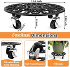 3 Pack Rolling Plant Caddy with Wheels Heavy Duty, 14 Inch Cast Iron Plant Rollers with Wheels, Roller Planter Stand on Metal Wheel Round Planter Caddies Roller Plants Stand Indoor Potted Plants Mover - Image 5
