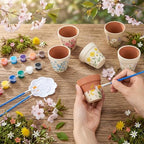 25 Set Flower Pot Painting Craft Kit 2.5" Mini Terracotta & Ceramic Pot to Paint Bulk with Drainage Acrylic Paint for Indoor Outdoor Plant Crafts Wedding Favors DIY Activity (Terracotta) - Image 5