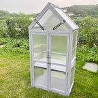 Mini Greenhouse Kit Outdoor Small Green House, Wood, Plant Stand for Indoor G Patio Balcony Apartments Porch Terrace Outsid Accessories, UV Resistant, Gray - Image 6