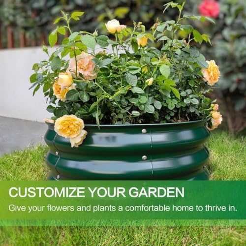GARDMAX 2x2x1FT Galvanized Round Raised Garden Bed Kit, Metal Planter Boxes Outdoor with Easy Assembly, Large Garden Bed for Vegetables, Fruits, Flower, Herbs Dark Green - Image 3