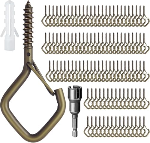 2.36IN Ceiling Screw Hooks for Hanging Plants, Safety Buckle,110 Pcs by Ticway