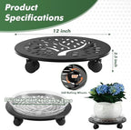 3 Packs Metal Plant Caddy with Wheels 12" Large Rolling Plant Stands Wheeled Plant Dolly Heavy-Duty Flower Pot Roller Base Movers, Black - Image 3