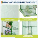 Greenhouse, 57 x 29 x 76'' Greenhouses for Outdoors, Durable Green House Kit with Window, Thicken PE Cover, 3 Tiers 12 Shelves, Portalbe Walk in Green Houses for Indoor Backyard Outside - Image 4