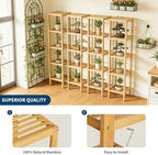 Garvee 5-Tier Bamboo Shelf Narrow Bathroom Shelf with Slatted Shelves Natural Wood Plant Stand Standing Towel Rack Corner Rack for Bathroom Entryway Bedroom Kitchen Sunroom - Image 4