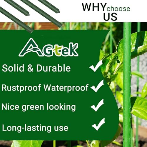 AGTEK 57.6" Garden Stakes, 50PCS Plastic Coated Plant Stakes, 4.8ft Plant Support for Climbing Plants - Image 7