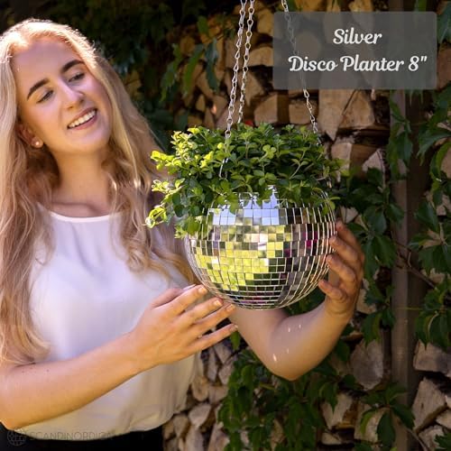 SCANDINORDICA Disco Ball Planter, Value Package, 8-inch Silver - Image 2