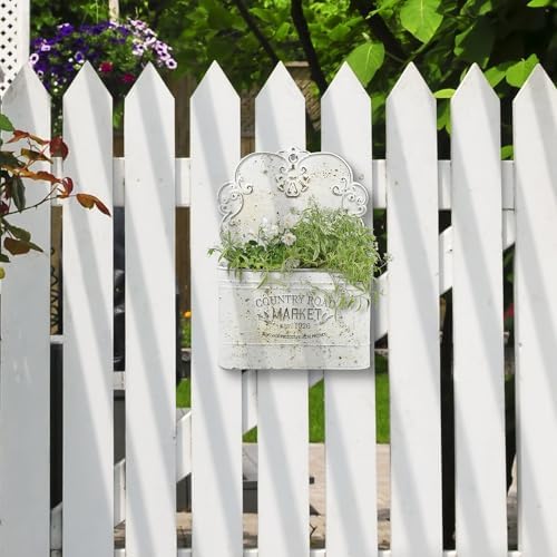 All Chic Metal Wall Planter Wall Mount Planter Wall Haning Planter Outdoor Metal Wall Planter Wall Vases for Flowers Shabby Chic Wall Decor for Rustic Farmhouse - Image 6