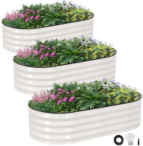 INNO STAGE 3Pcs Galvanized Raised Garden Bed Kit, Outdoor Metal Planter Box by INNOSTAGE