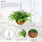 2 Set Fake Ferns with Hanging Baskets, UV Resistant Fake Hanging Ferns Plants, Outdoor Artificial Hanging Plants for Front Porch Garden Balcony Patio Home Decor, No Assembly - Image 2