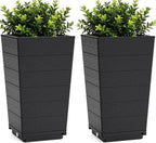 Resin Tall Planters Set of 2, 23" Large Taper Outdoor Planter Pots by IWDOO