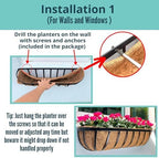 LaLaGreen Large Wall Planter (36 in, 8 Pack) Black Coco Liner Window Box - Image 3