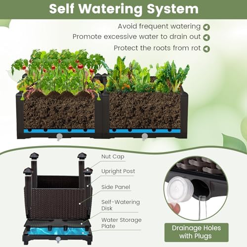 S AFSTAR Raised Garden Bed with Removable Legs & Brackets, 6 Pack Elevated Garden Planter Kits for Flowers Fruits Vegetables, Multiple Combination Planting Box Container for Garden Patio Balcony - Image 4