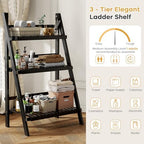 39.4" Foldable Ladder Shelf Plant Shelf, 3 Tier Bamboo Ladder Bookshelf - Image 6