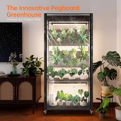 Bstrip Indoor Greenhouse with Grow Light and Pegboard, 29.5x13.8x59in - Image 2