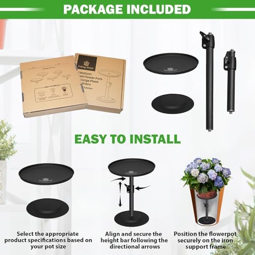 Adjustable Pure Iron Planter Inserts, 7-25” Plant Risers for Inside Pots, Planter Fillers for Large Pots, Indoor & Outdoor Insert with 8-10” Top & 6-10” Base (10 wide top. 10wide base) - Image 6