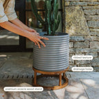 Veradek Mod Series Short Raised Planter - Round Outdoor Planter with Stand - Image 4