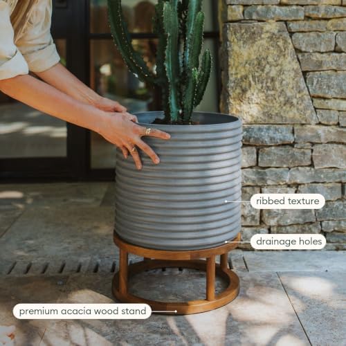 Veradek Mod Series Short Raised Planter - Round Outdoor Planter with Stand - Image 4