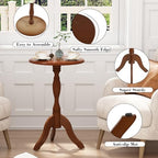 HLR Round Small End Table, Wooden Pedestal Side Tables for Small Spaces - Image 5
