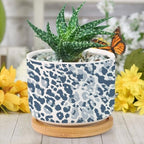 Leopard Dot Ceramic Planter Blue African Tribal Flower Pots for Indoor Plants with Drainage Holes and Saucers Pot for Pots Outdoor Indoor Plants - Image 6