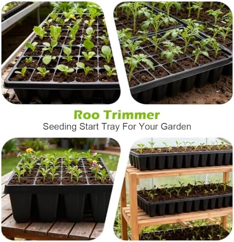 RooTrimmer 10 Pack 40 Cell Seed Starter Trays - Extra Deep 3.9" Plastic Nursery Trays, 20" x 10"，Fits Standard 1020 Flats, for Planting Seedlings, Propagation, Seed Germination and 1020 Flats Inserts - Image 4