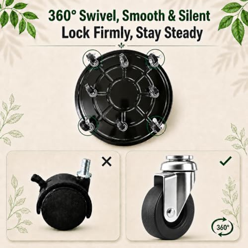Choclaif 3 Pack Plant Caddy with Wheels, 12/14/16 Inch Heavy Duty Metal Rolling Plant Stands for Large Pots, Indoor & Outdoor, Black - Image 4