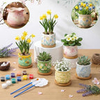 Leitee 30pcs Flower Pots 3 Inch Paint Your Own Ceramic Pot Craft Kit Ready-to-Paint Small Succulent Pots Bulk with Drainage Hole Paint Set Mini Paintable Plant Vase for Spring Birthday DIY Gift - Image 3