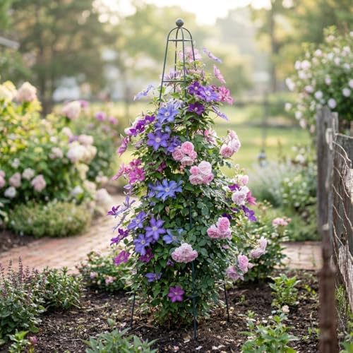 Vego Garden 9 ft Pyramid Obelisk Garden Trellis, Metal Rustproof Plant Support - Image 6