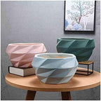 Planter Pots Geometry Ceramic Outdoor Indoor Garden Planters Plant Containers with Drain Hole Flower Modern Decorative Gardening Pot (Color : Pink) (Blauw B) - Image 5
