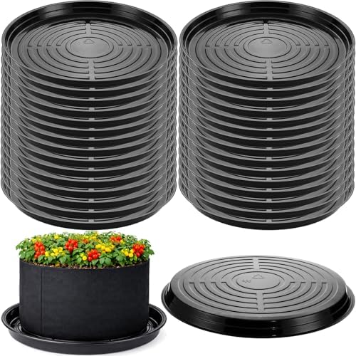 30 Packs 16" Extra-Large Plant Saucers for Indoor Outdoor Use Heavy Duty Plastic Plant Plate Dish for Planter Bulk Round Flower Pot Drip Trays to Catch Water 4 to 20 Inch, Black by Planterhoma