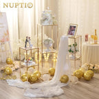 NUPTIO Gold Flower Stand Centerpieces, 23.6"/31.5"/39.4", 2-Layer, Set of 3 - Image 2
