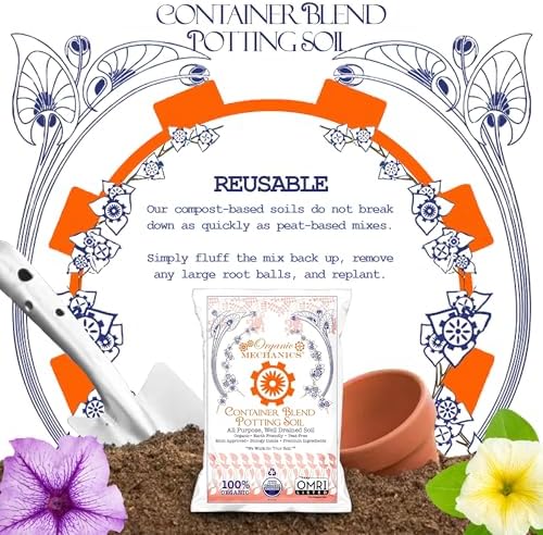 Organic Mechanics Container Blend Potting Soil, 16 qt - All-Purpose, Peat-Free, Well-Drained Blend with Compost, Rice Hulls, and Worm Castings for Growing Annuals, Perennials, Woody Plants - Image 3
