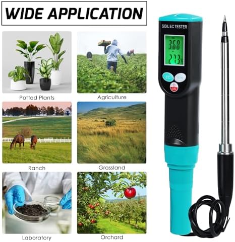 2 in 1 EC & Temperature Meter, Digital EC Meter for Soil with IP67 Waterproof Electrode, Portable Soil EC Meter Soil Tester with ATC for Gardening, Agricultural, Farming, Lawn, Plants - Image 3