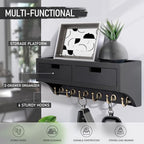 Rebee Vision Key Holder Wall Mount with 2 Drawers for Home Decor, Black - Image 3