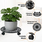 2-Pack 12 Inch Metal Plant Caddy with Wheels Large Heavy-duty Rolling Plant Stands Wheeled Planter Dolly Flower Pot Mover Rollers Rust-proof Garden Coasters Trolley for Indoor Outdoor Use - Image 2